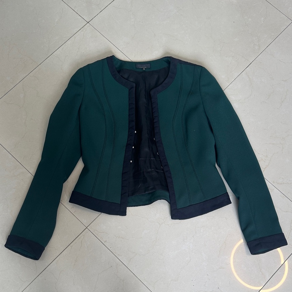 Adolfo Dominguez costura - Green Blazer with Black Trim